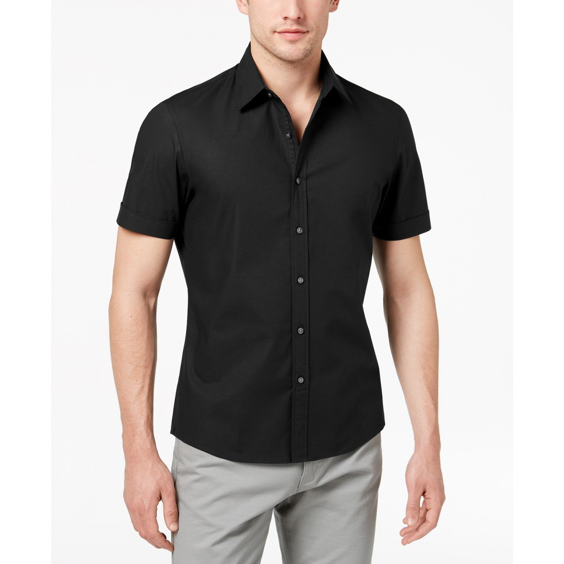 Chemise à manches courtes 'Solid Stretch Button-Front' pour Hommes