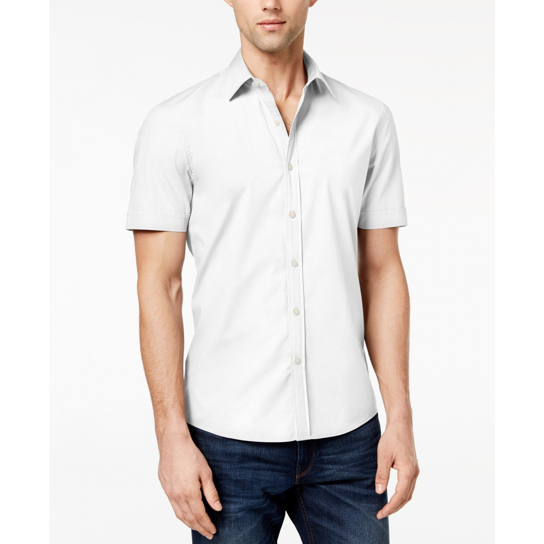 Chemise à manches courtes 'Solid Stretch Button-Front' pour Hommes