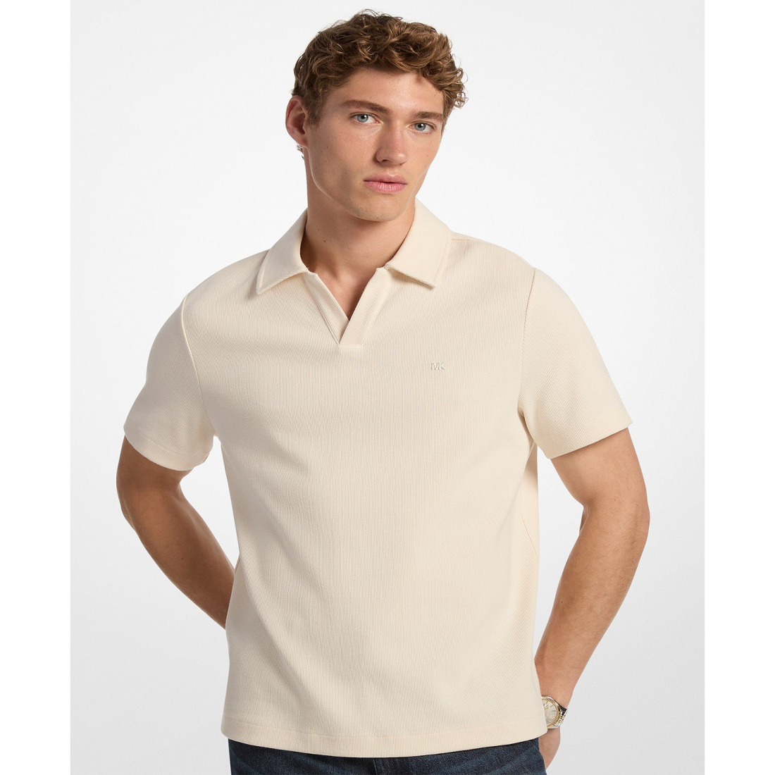 T-shirt 'Dense Rib Johnny Collar' pour Hommes