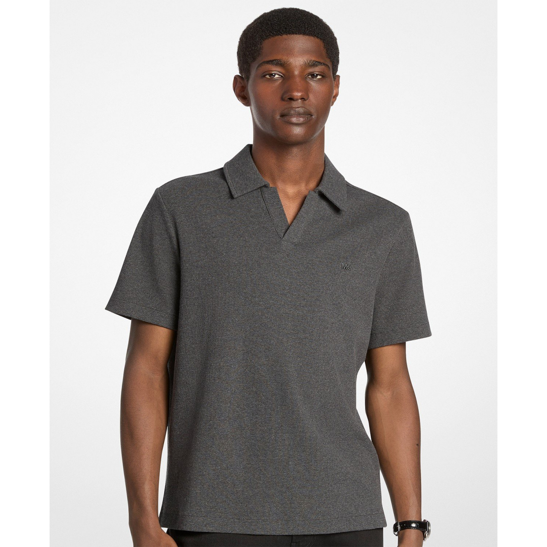 T-shirt 'Dense Rib Johnny Collar' pour Hommes