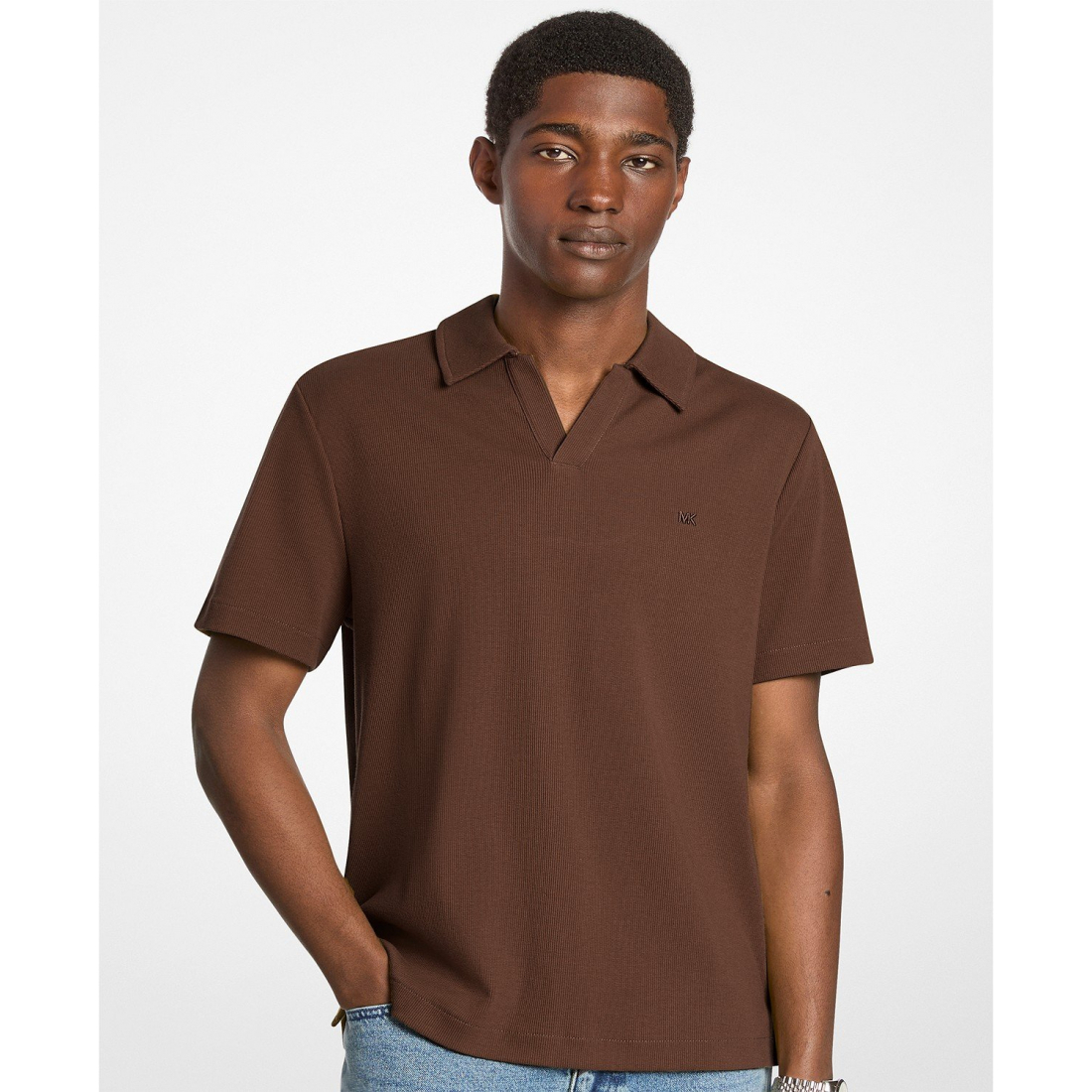 T-shirt 'Dense Rib Johnny Collar' pour Hommes