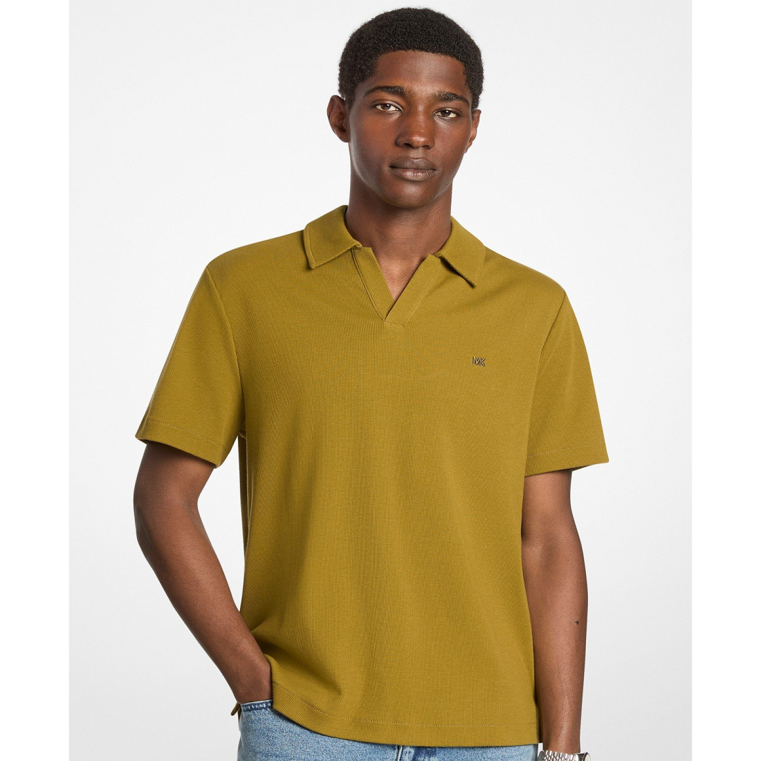 T-shirt 'Dense Rib Johnny Collar' pour Hommes