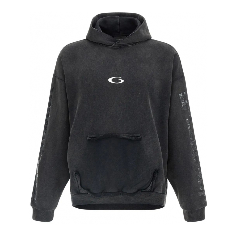 Men's 'Tape Ripped Logo-Detail' Hoodie