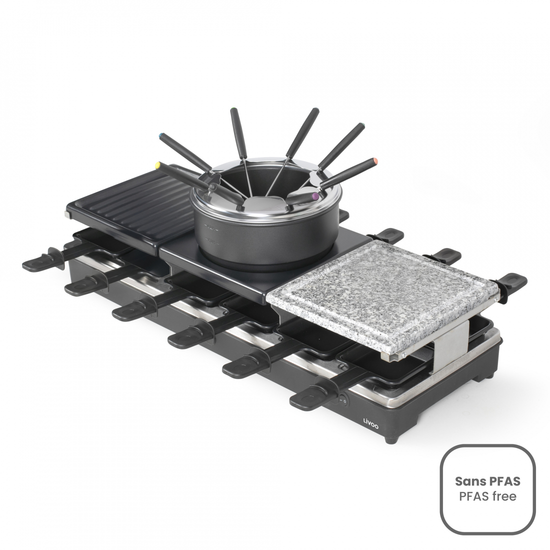 Raclette, Fondue And Crepe Maker For 12 People