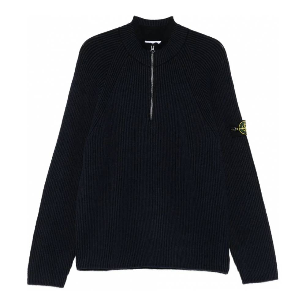 'Ribbed Zip-Neck' Pullover für Herren