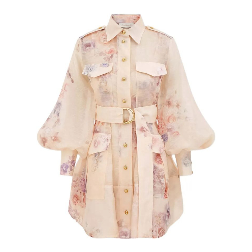 Robe mini 'Floral-Print Belted' pour Femmes
