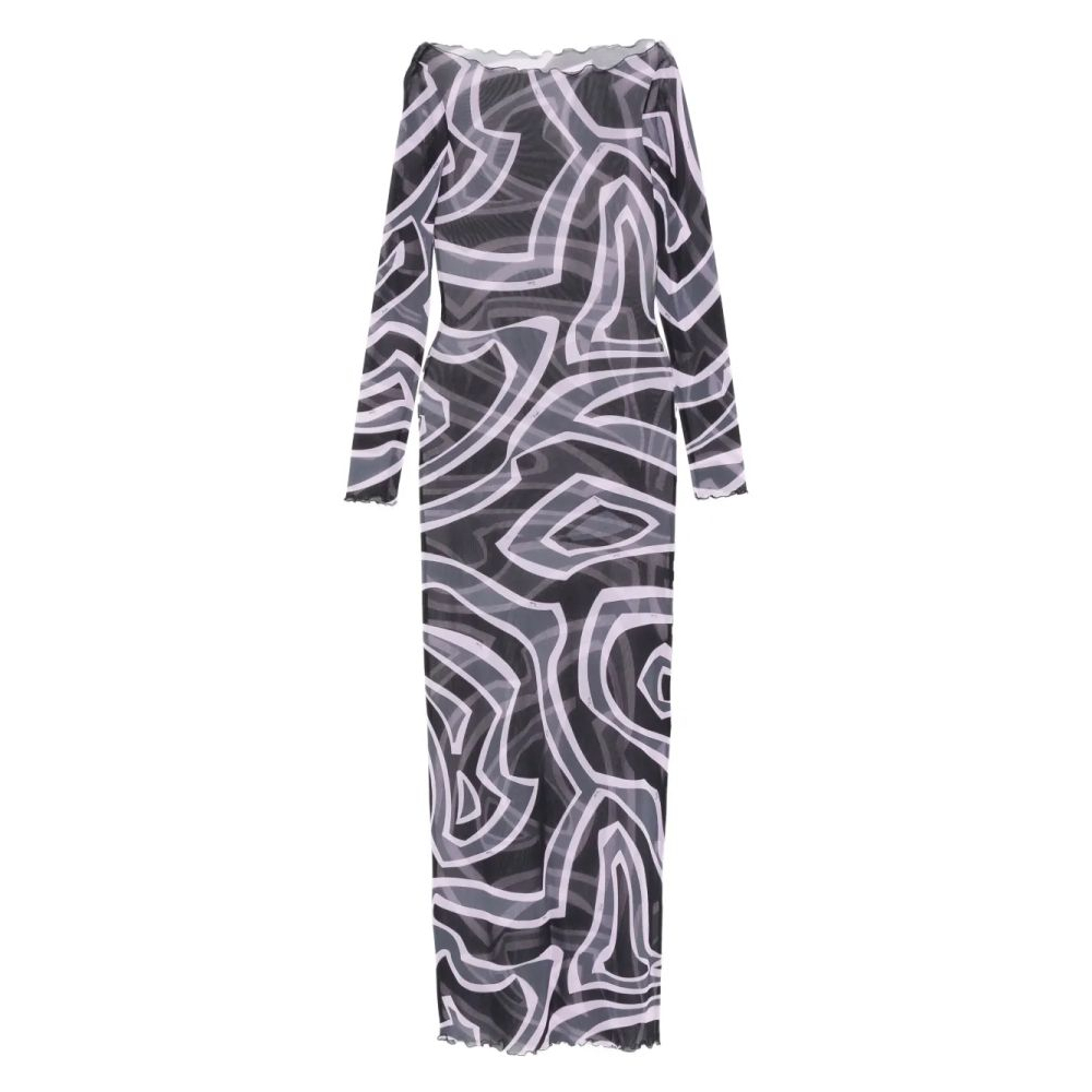 Women's 'Abstract-Print Long-Sleeve' Maxi Dress