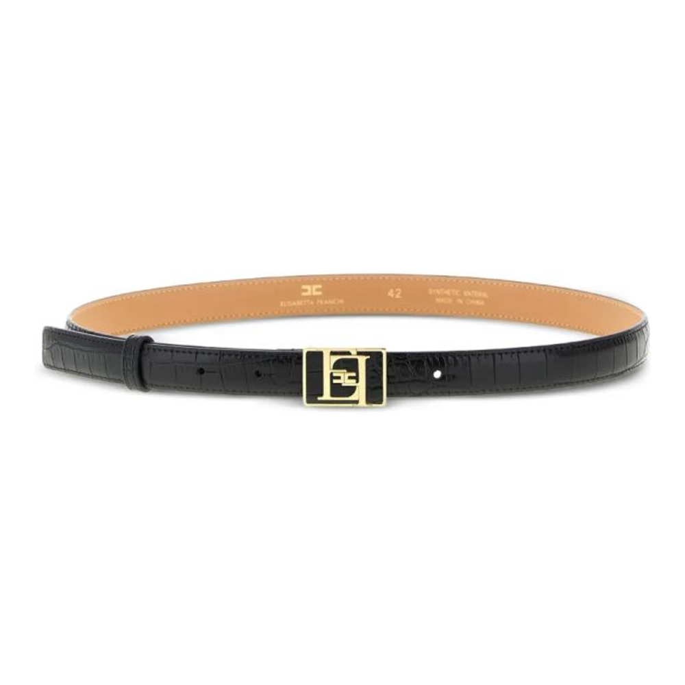 Ceinture 'Crocodile-Effect Logo-Buckle' pour Femmes