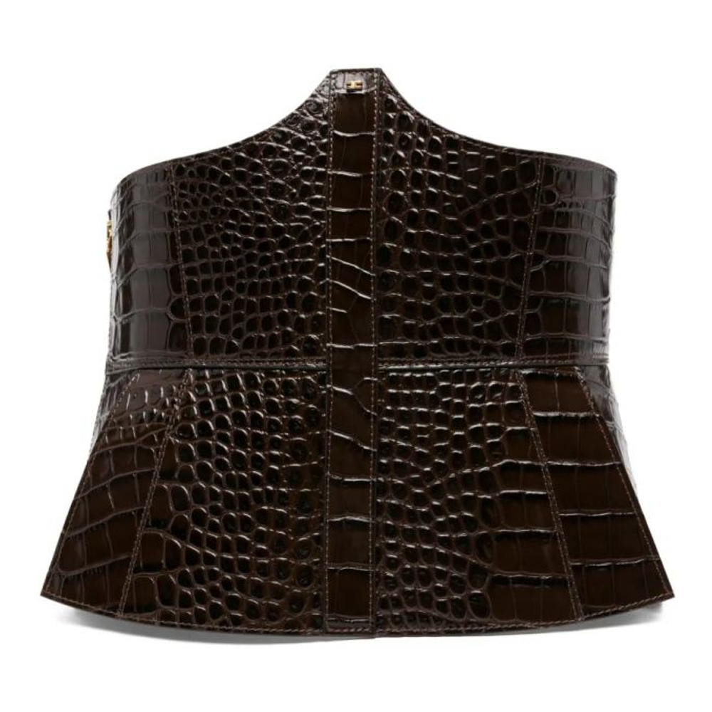 Guêpière Top 'Crocodile-Effect Lace-Up' pour Femmes