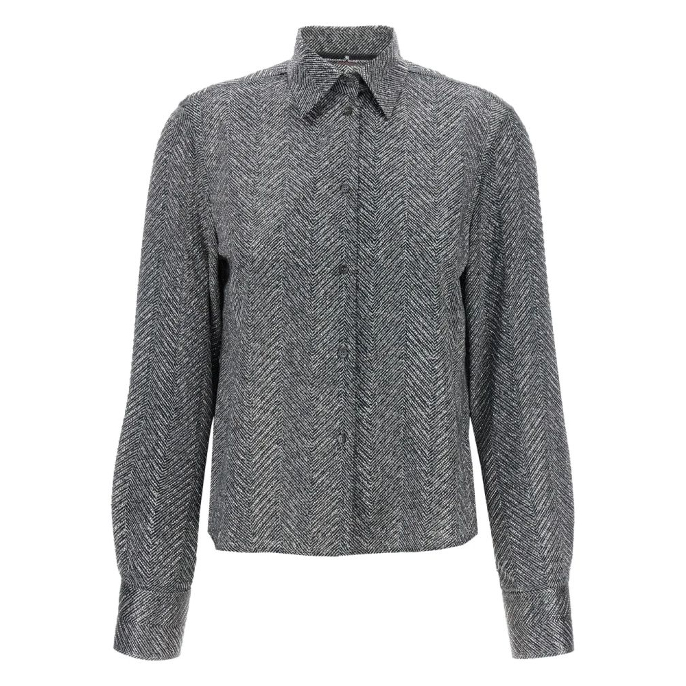 Chemise 'Rhinestone-Embellishment Herringbone' pour Femmes