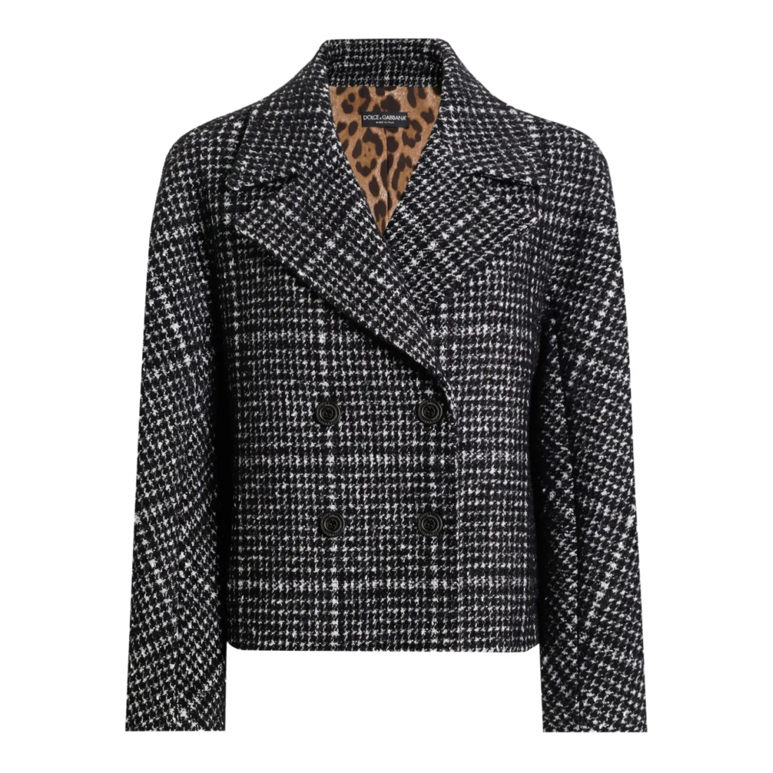 Caban 'Check-Pattern Double-Breasted' pour Femmes