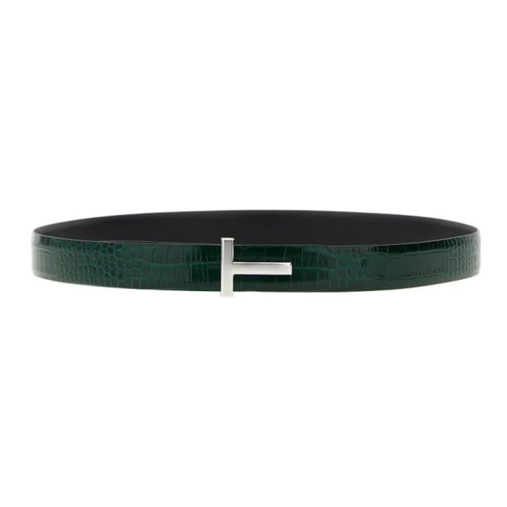 Ceinture 'Crocodile-Embossed Reversible' pour Hommes