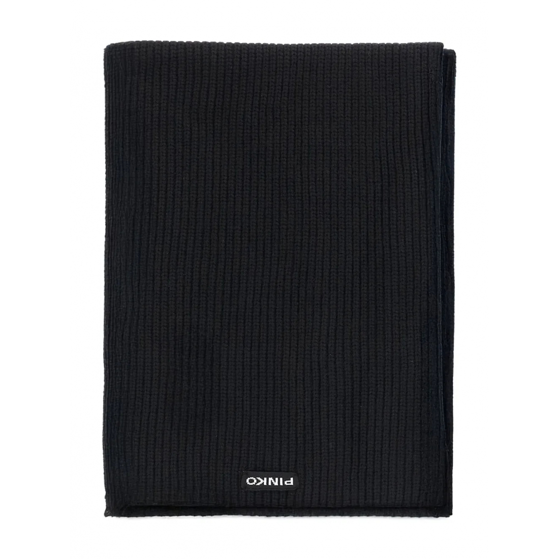 Women's 'Ribbed Logo-Patch' Wool Scarf