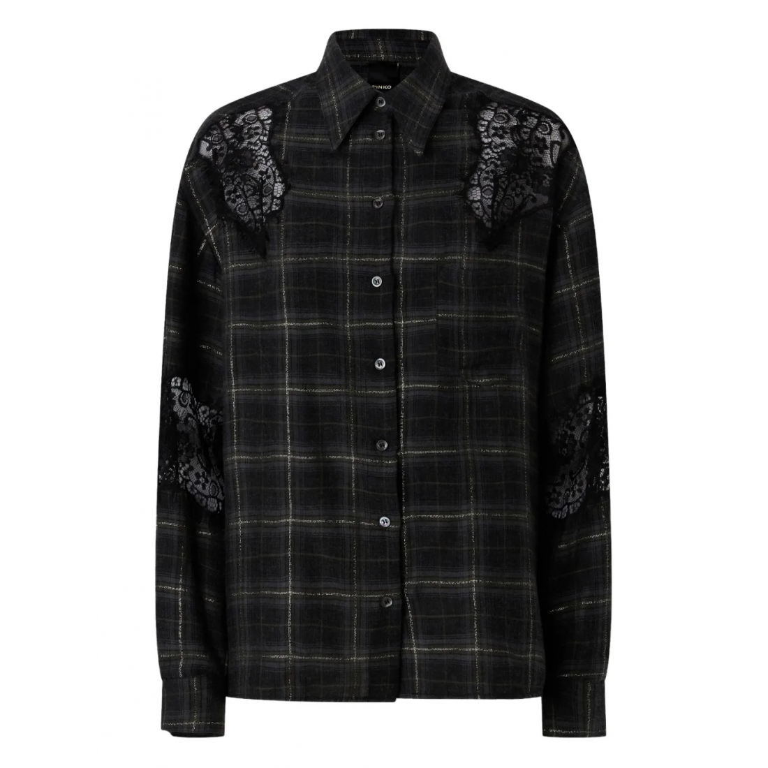 'Lace Check-Pattern' Hemd für Damen