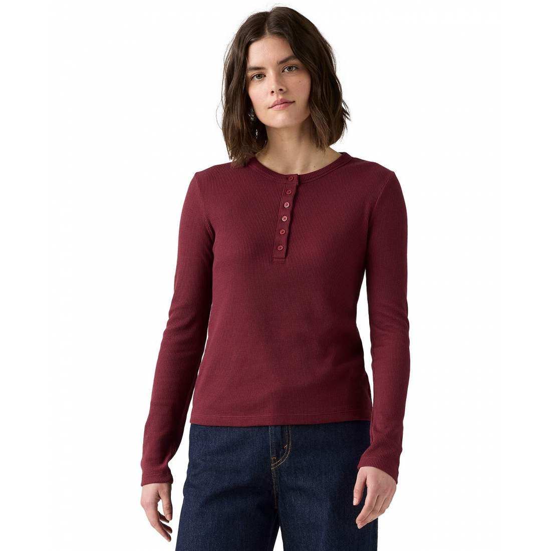 Top à manches longues 'Dana Henley' pour Femmes