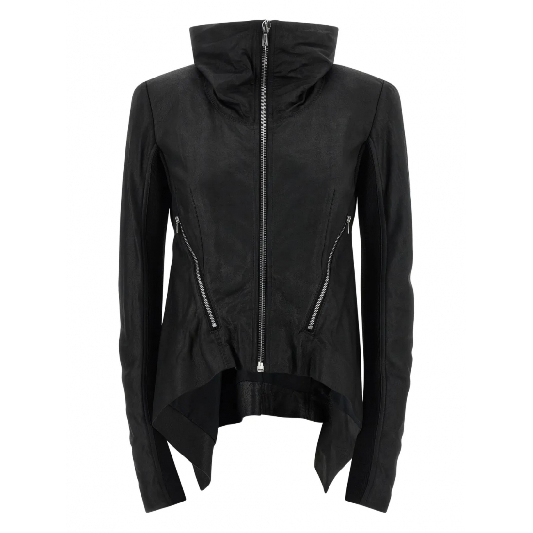 Veste en cuir 'Fold-Neck Zip-Front' pour Femmes