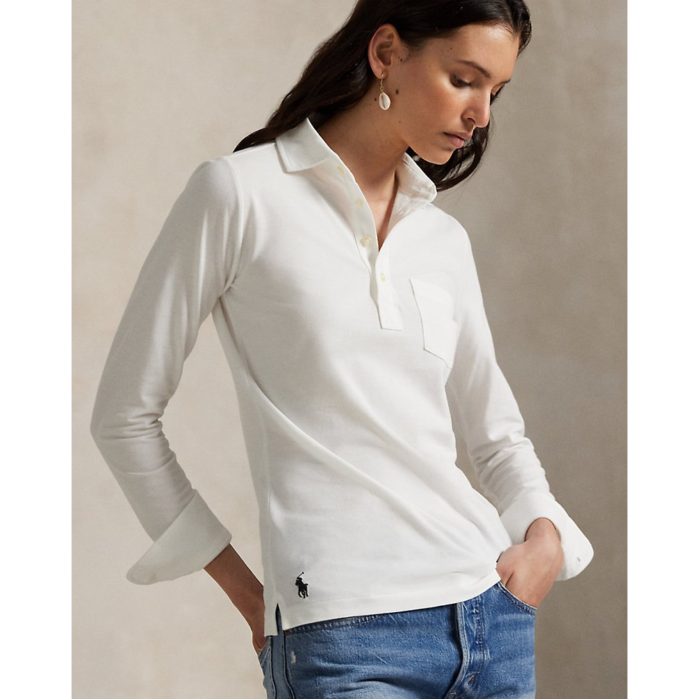 'Slim Fit Pocket Mesh Polo Shirt' pour Femmes