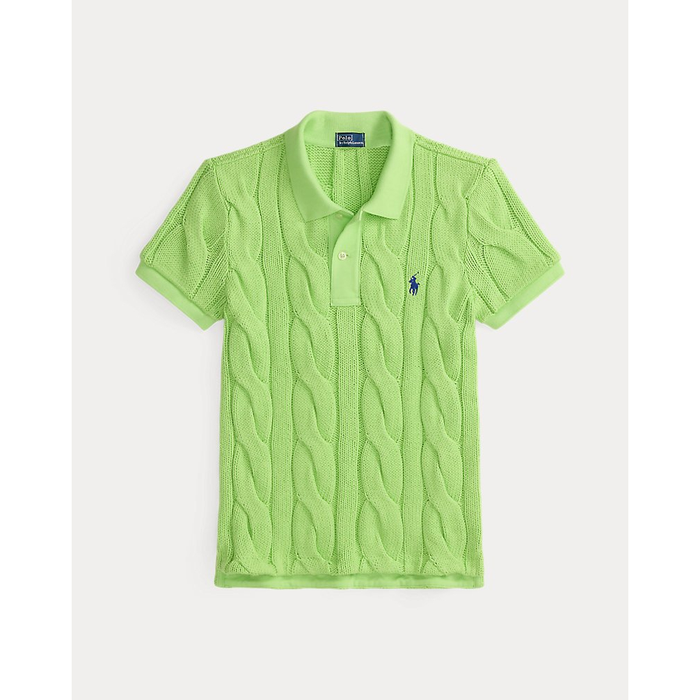 'Cable-Knit Cotton Polo Shirt' pour Femmes