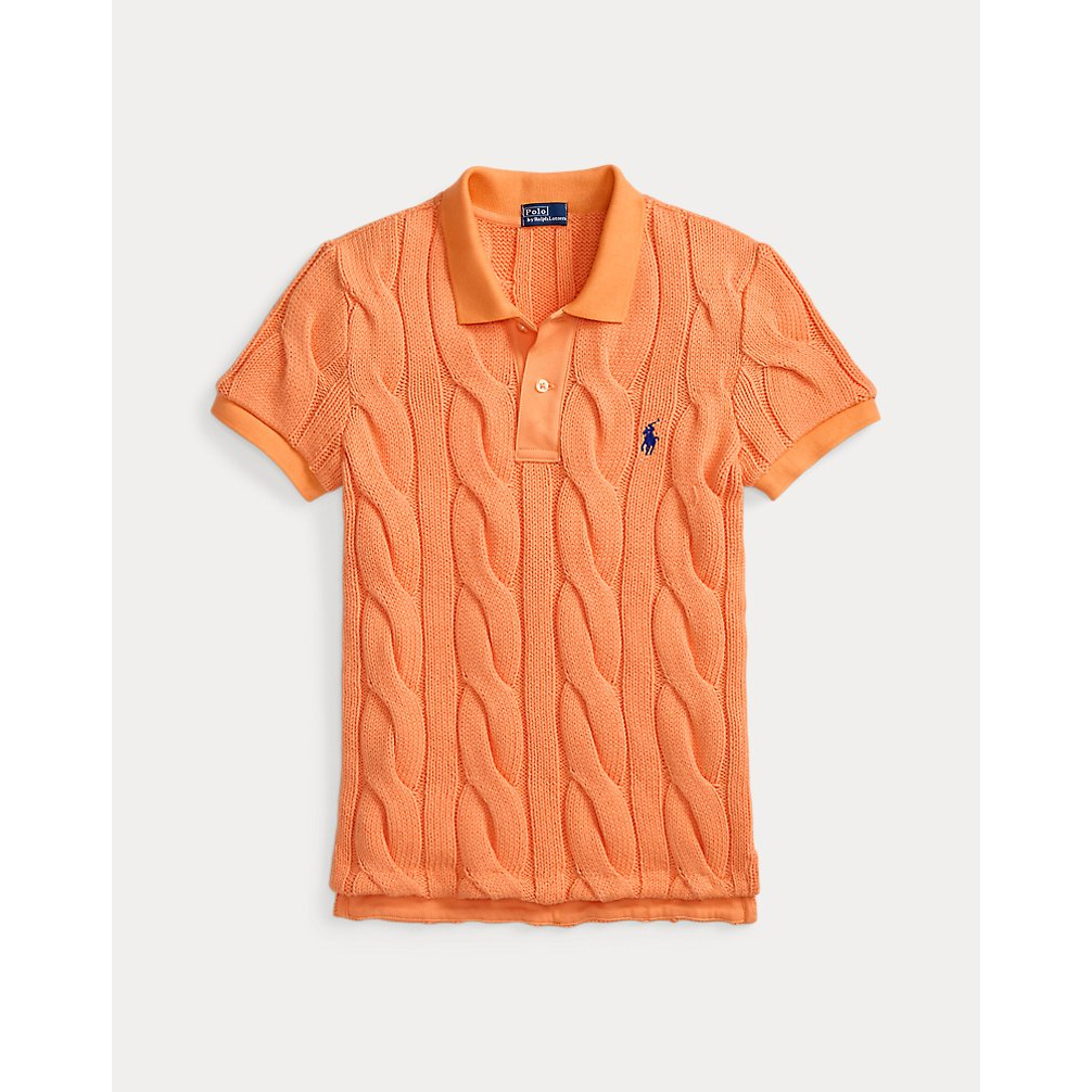 'Cable-Knit Cotton Polo Shirt' pour Femmes