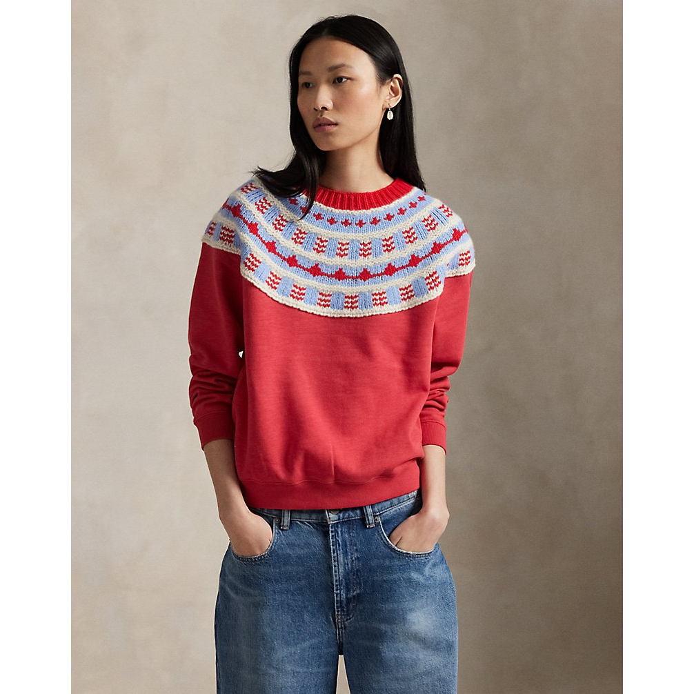 'Knit-Yoke Fleece Crewneck' pour Femmes