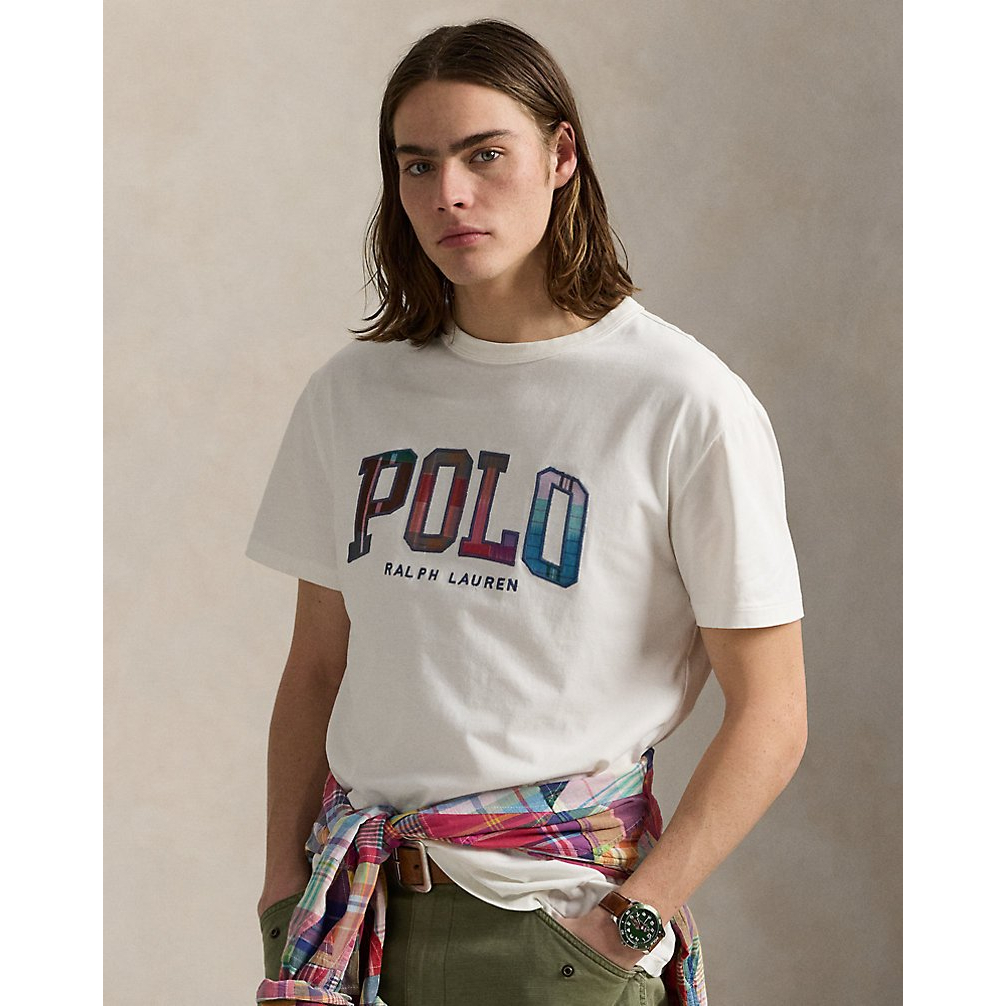 'Classic Fit Madras-Logo Jersey T-Shirt' pour Hommes