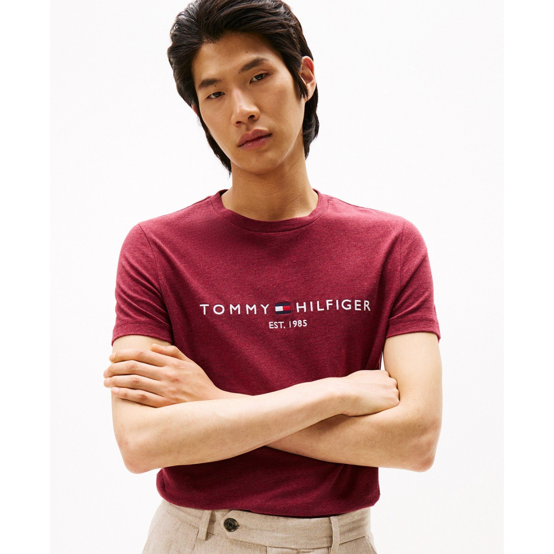 T-shirt 'Embroidered Logo Regular-Fit Crewneck' pour Hommes