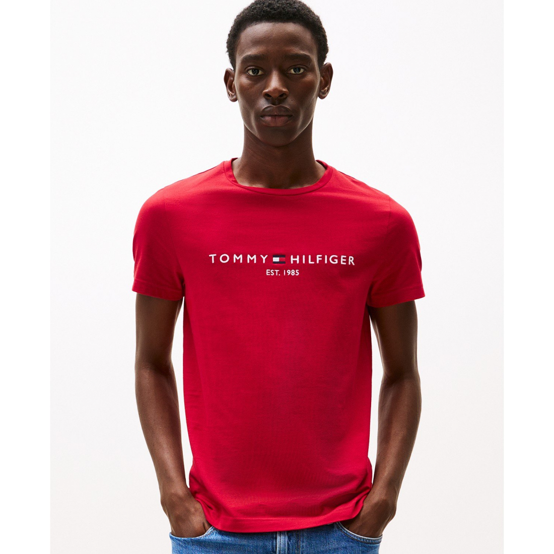 T-shirt 'Embroidered Logo Regular-Fit Crewneck' pour Hommes