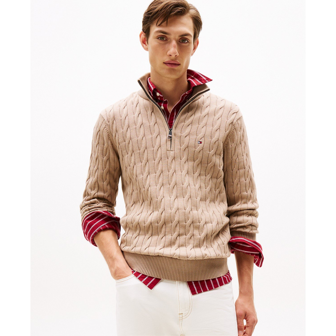 Pull 'Cable Knit Quarter-Zip' pour Hommes