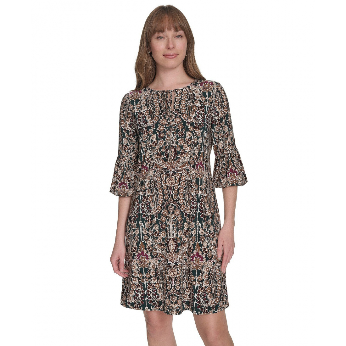 Robe 'Printed Tie-Neck Shift' pour Femmes