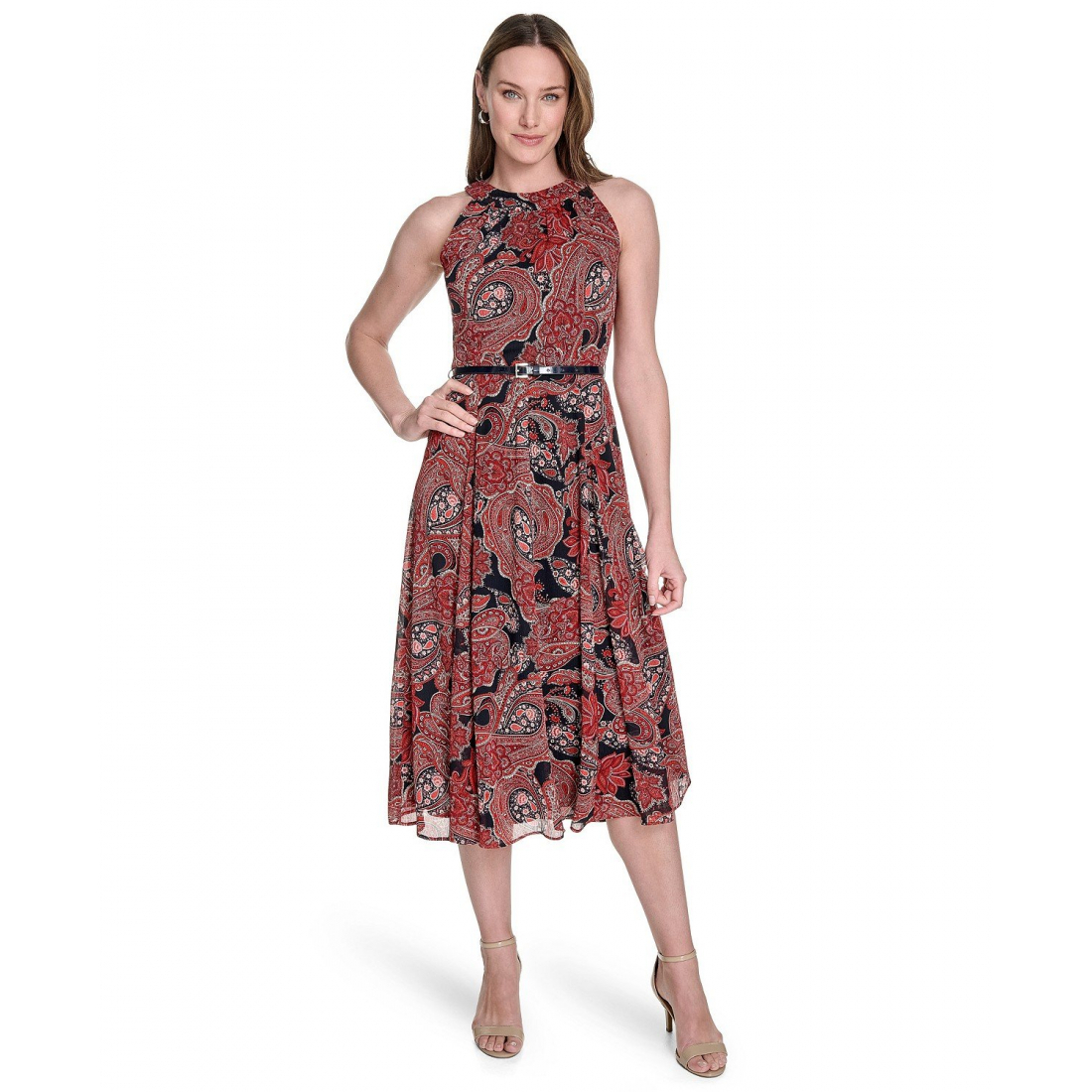 Women's 'Chiffon Printed Halter' Midi Dress