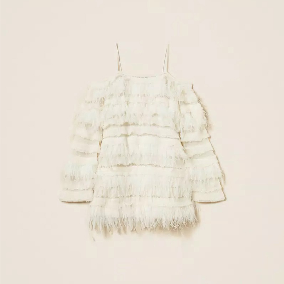 Robe à une épaule 'Short Knit Feathers' pour Femmes