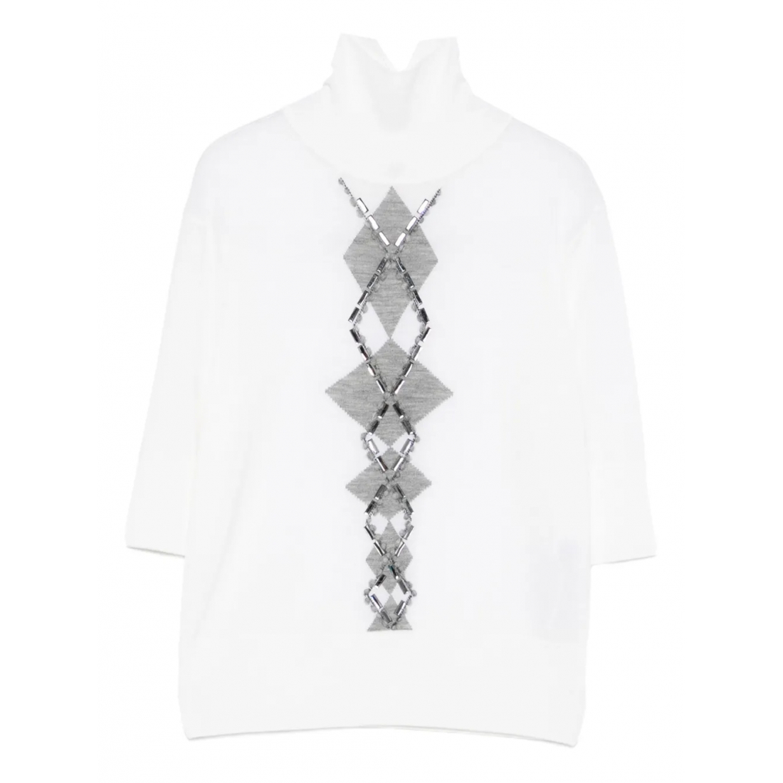 T-shirt 'Bead-Embellished Diamond-Pattern' pour Femmes