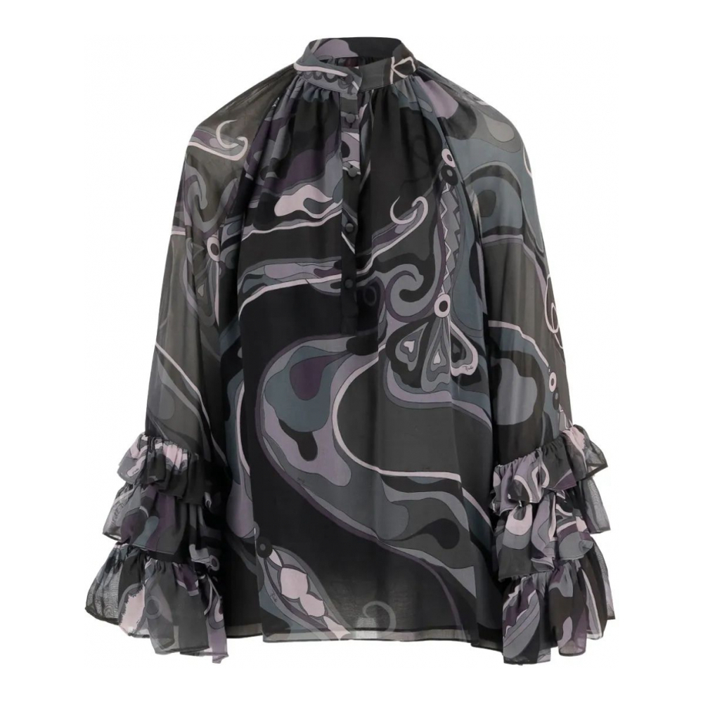 Blouse 'Abstract-Print Ruffled' pour Femmes