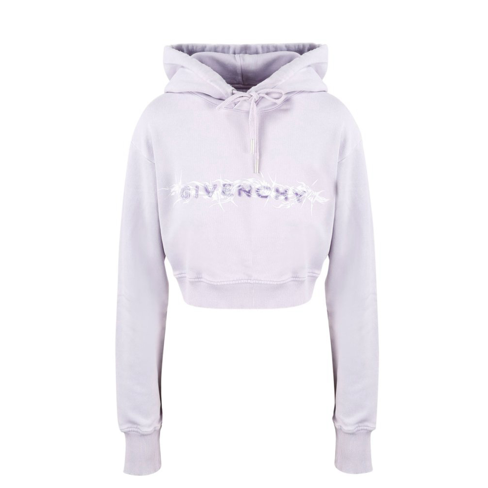 Women's 'Logo Printed Drawstring Cropped' Hoodie