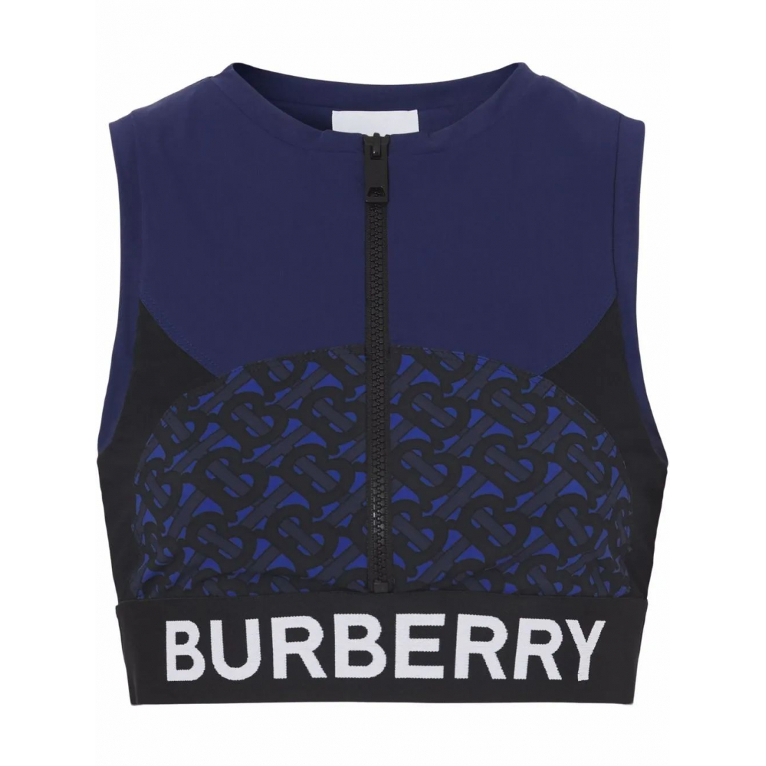 Crop Top 'Tb Monogram-Print Zip-Up' pour Femmes
