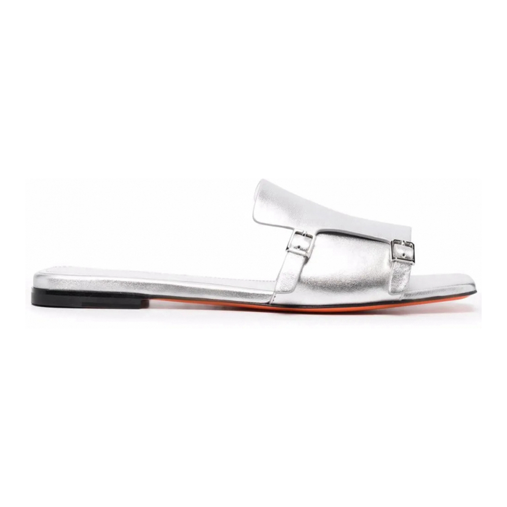 Sandales plates 'Sandalen Im Metallic-Look' pour Femmes