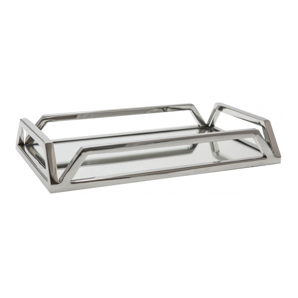 Silver Mirrored Rectangular Tray 41x26x6.5cm
