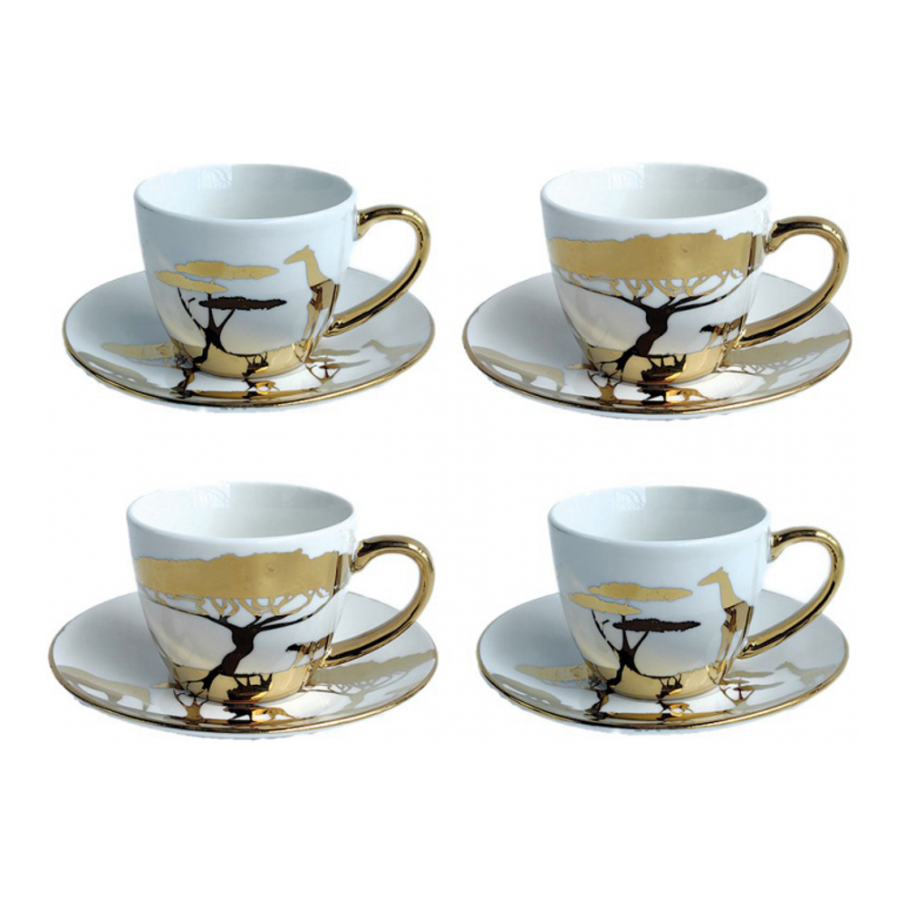 Golden Savane Coffee Cups And Saucers - Set Of 4