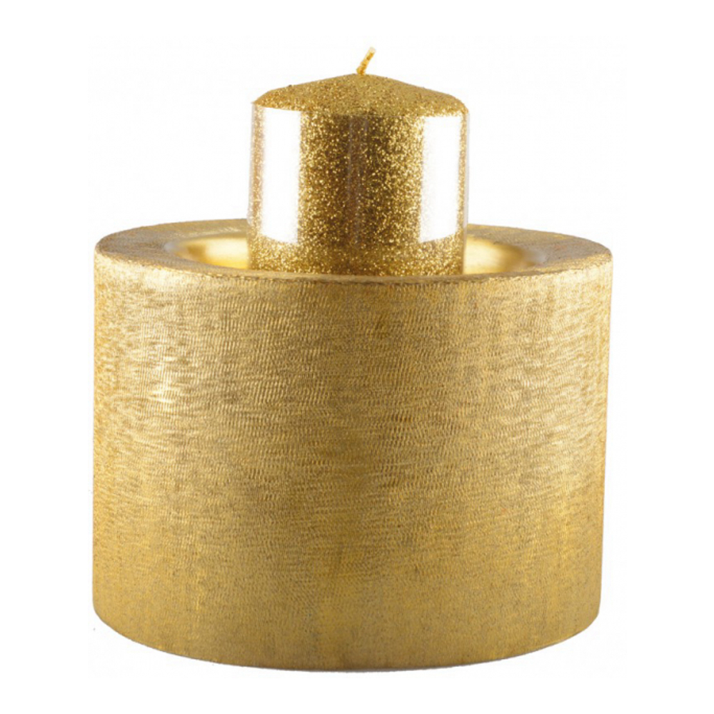 Bougeoir Métal Doré 16.5x16.5x11.5cm