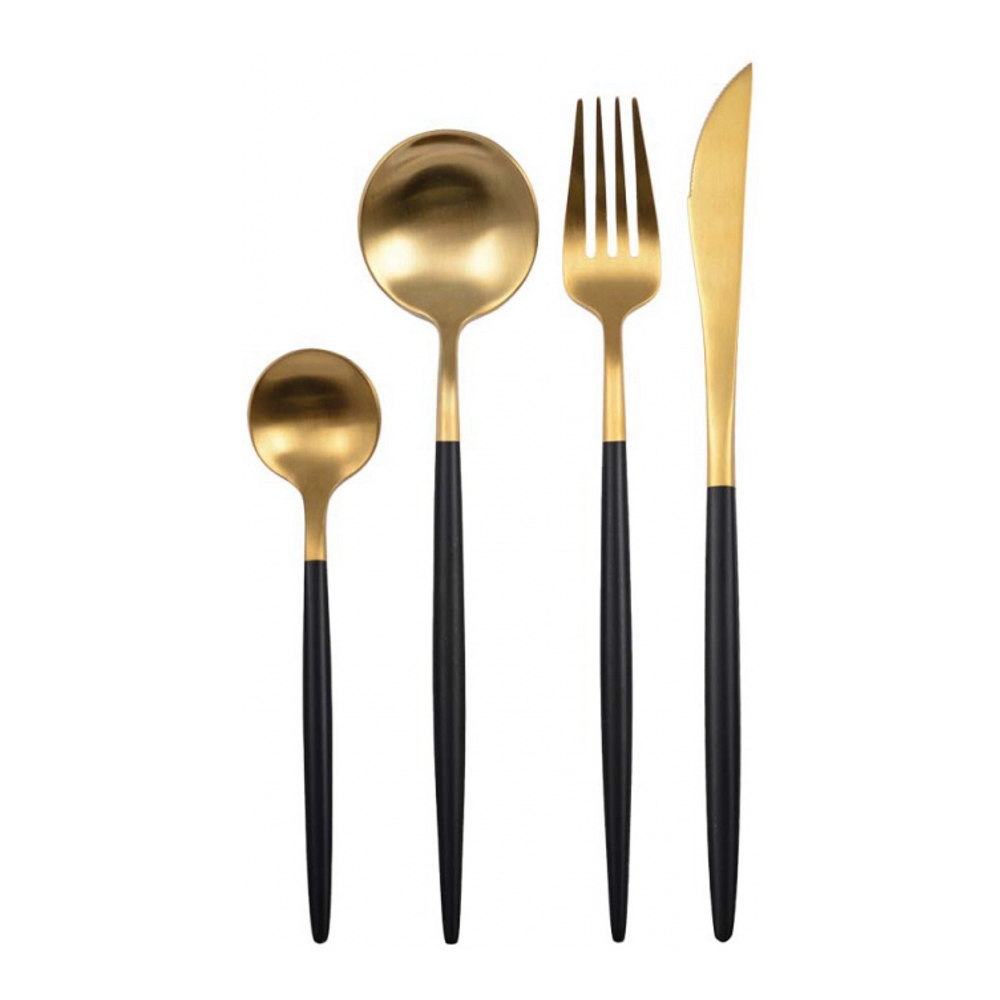 Gold And Black Cutlery Set - 24 Pieces