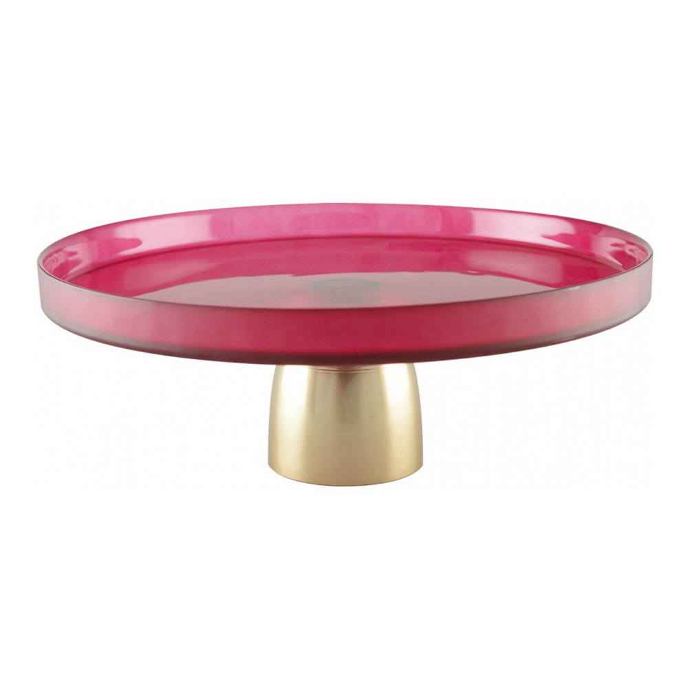 Plat À Gâteaux Framboise Sur Pied Dore 21x21x8cm