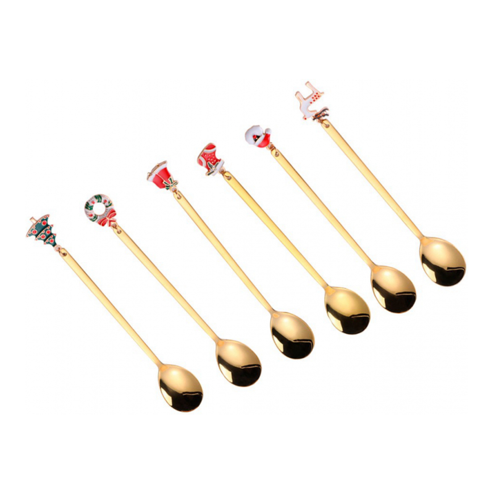 Cuillères Dorées Noël - Lot De 6