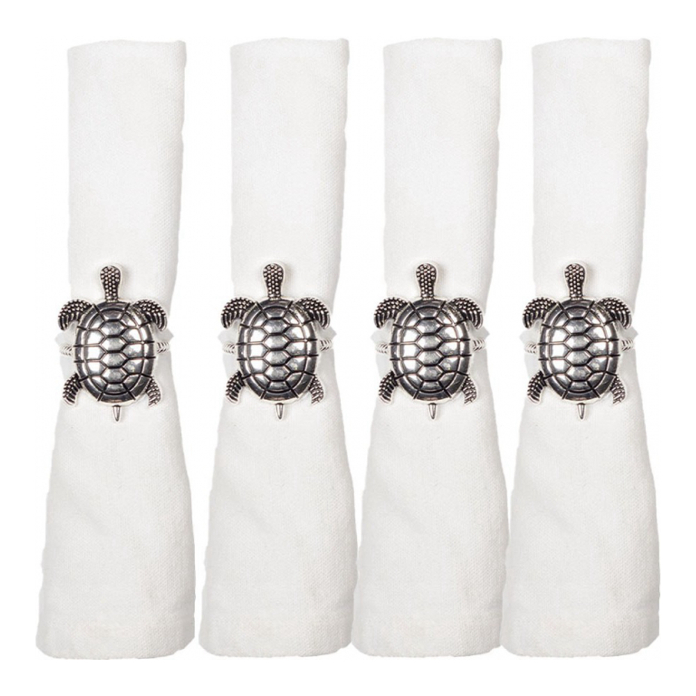 Set Of 4 Silver Turtle Napkin Rings