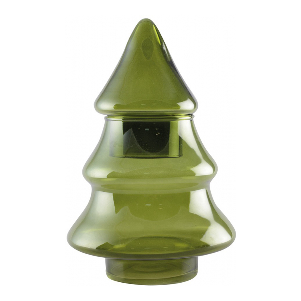 Bonbonnière Sapin Vert En Verre 16x16x25cm