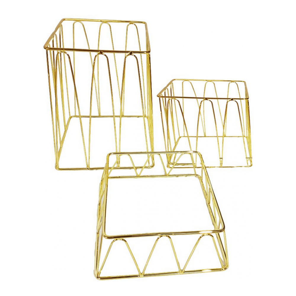 Golden Square Buffet Stands - Set Of 3