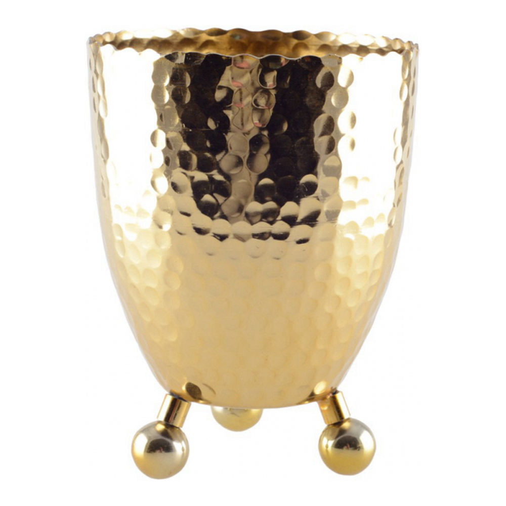 Gold Hammered Ice Bucket With Tongs