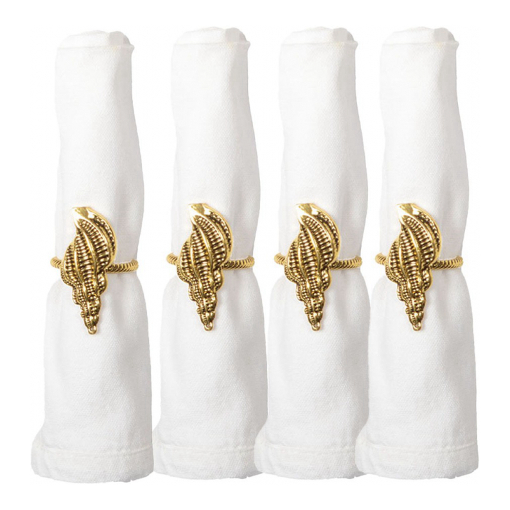Set Of 4 Gold Shell Napkin Rings