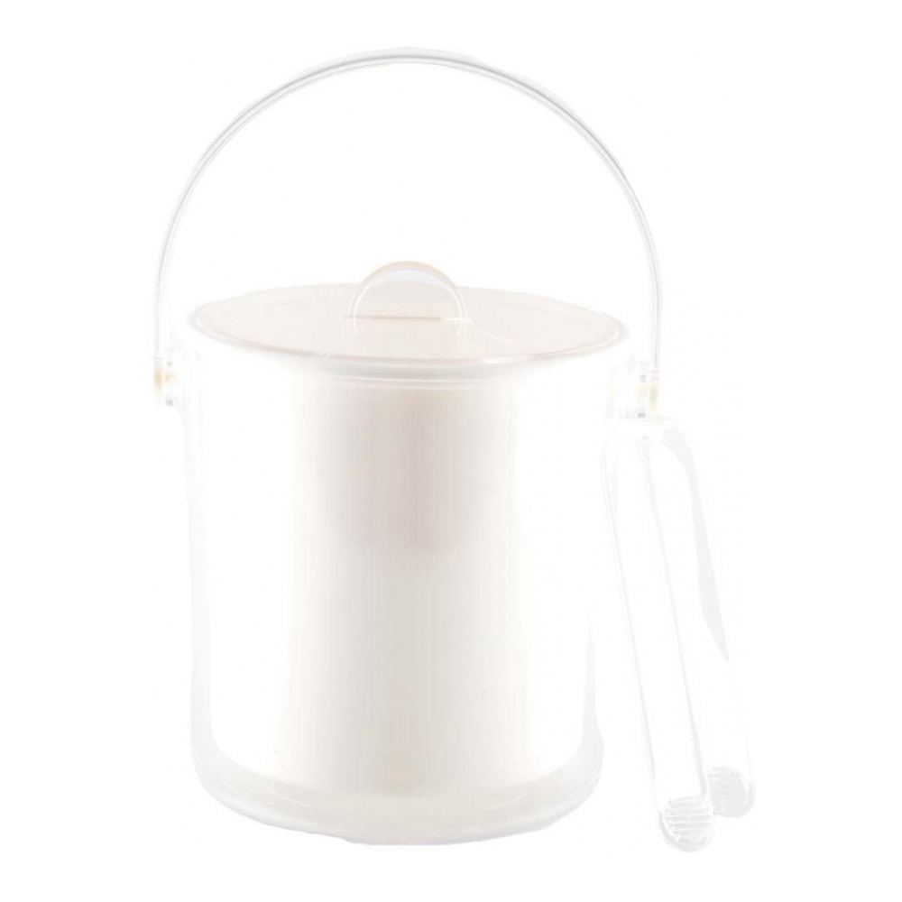 White Acrylic Ice Bucket With Tongs