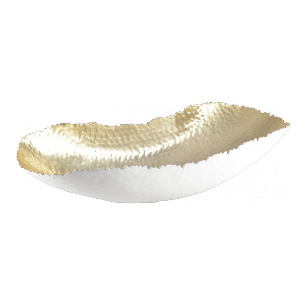 White And Gold Hammered Fruit Bowl 47x18x10cm