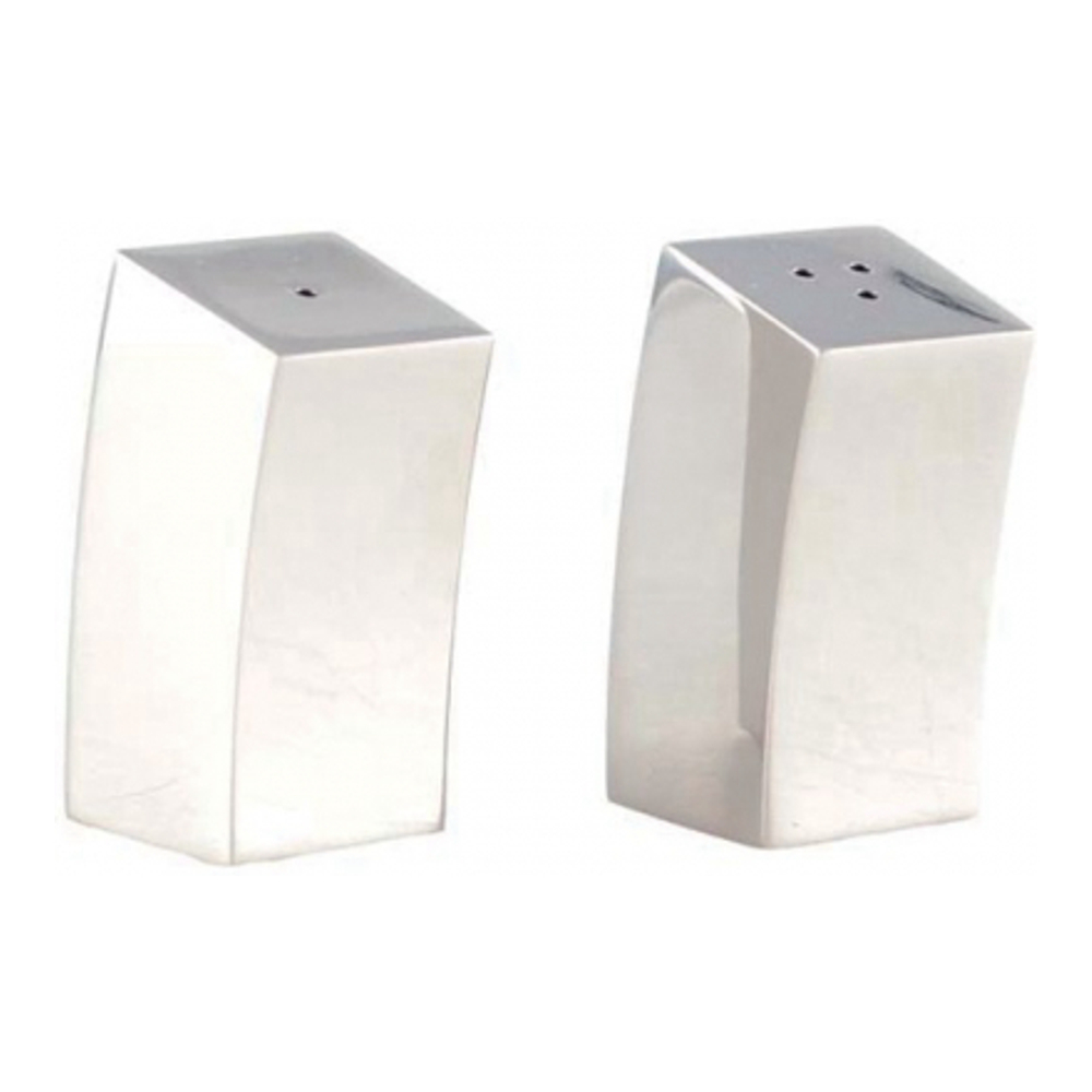 Silver Leaning Salt And Pepper Shakers 2.5x2.5x5.5cm